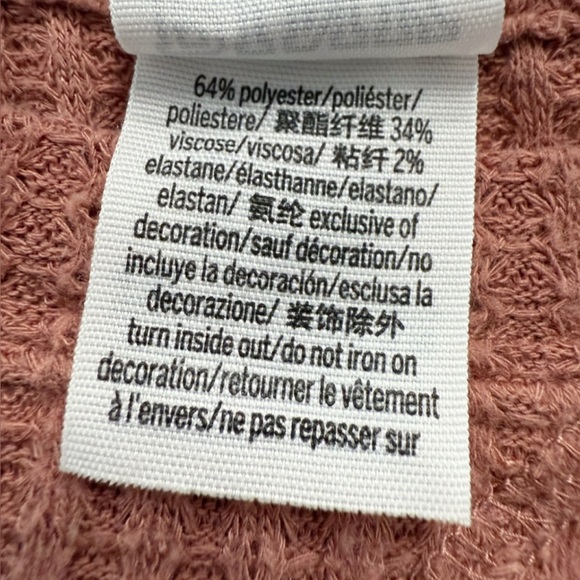 Victoria’s Secret PINK Waffle Knit Cropped Long Sleeve Top XS Mauve Lounge - Picture 7 of 7